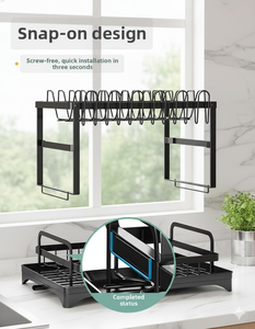 Kitchen Countertop Metal 2 Tier Cutlery Rack Hot Selling Tableware <b>Dish</b> Drainer Dryer Wholesale Plate <b>Dish</b> Rack With Tray - Product Image 3