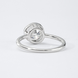<b>Bubble</b> Ring 6.5MM 8MM Moissanite Ring Bezel Setting Sterling Silver ring - Product Image 3