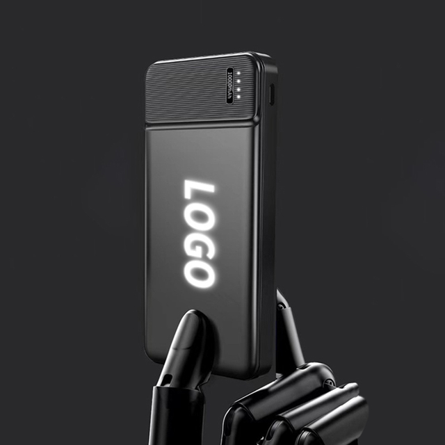 Slim 10000mAh Power Bank with LED Logo Micro USB Input GaN Tech 10W Output Portable Charger Battery with Gift