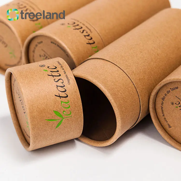 Biodegradable recycled kraft paper cylinder tea packaging boxes