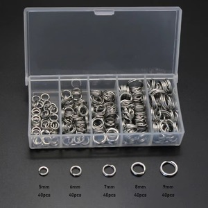 Kit d'outils de pêche en eau peu profonde avec 200 anneaux fendus en acier inoxydable pour la pêche en eau salée, de 5 mm à 9 mm - Product Image 2