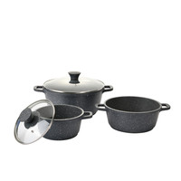 7pcs Set Peralatan Masak Lapisan Granit Anti Lengket Set Masak Dapur Batu Dengan Wajan