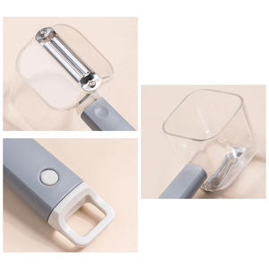 Pelador de acero inoxidable de un solo cabezal con caja de almacenamiento Diseño de mango largo para frutas Verduras Herramienta de cocina - Product Image 4