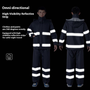 Ensemble de deux pièces réfléchissant imperméable pour <span class=keywords><strong>homme</strong></span>, veste de sécurité pour <span class=keywords><strong>moto</strong></span>, <span class=keywords><strong>pantalon</strong></span> imperméable de haute qualité - Product Image 3