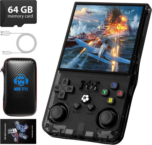 R36MAX Retro Handheld Game Console 4.0 Inch IPS Screen 64GB 18,000+ Game Open Source Linux System 4000mAh Battery