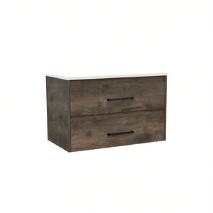 Mueble de baño flotante Cardova de dos cajones, 48 pulgadas, marrón oscuro y blanco, moderno, contemporáneo, montado en la pared - Product Image 1