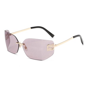 Luxury Rimless Cut Edge Women Sunglasses UV400 Protection Custom Curved Lens Fashion Designer <b>Eyewear</b> - Product Image 5