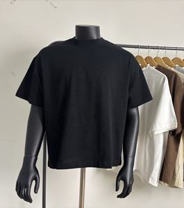 Poids lourd logo personnalisé 100% coton Boxy t-shirt Streetwear vêtements surdimensionné Boxy recadrée blanc uni chaud été t-shirt hommes - Product Image 4