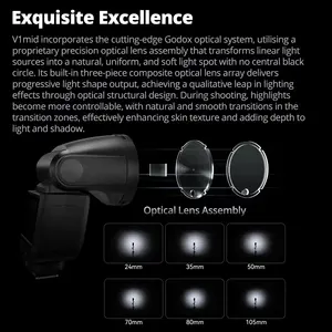 Flash <span class=keywords><strong>Godox</strong></span> V1mid <span class=keywords><strong>TTL</strong></span> 1/8000s HSS 55WS avec batterie au lithium pour appareils photo Canon/Nikon/Sony/Fuji/Olympus - Product Image 3