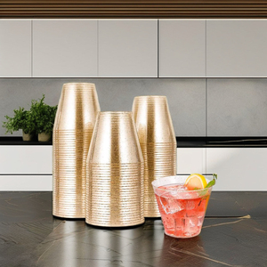 Tazza di vetro di vino in plastica fantasia 9oz bicchieri di plastica Glitter oro per bevande Cocktail matrimonio festa di <span class=keywords><strong>natale</strong></span> - Product Image 2