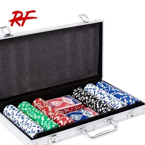 hot sales aluminum case chips for texas hold em blackjack gambling clay poker chips set