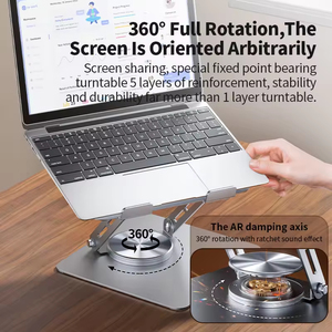 Dual Rotary Shaft Fully Foldable Metal <b>Tablet</b> Holder 360 Rotating Base Stable Support Universal Notebook Desktop <b>Stand</b> - Product Image 4