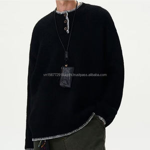 Pull tricoté doux à rayures contrastées, style rétro hivernal, col rond, unisexe, marque de mode neutre, passe-partout, pour couple - Product Image 4