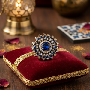 Sapphire <b>CZ</b> Ottoman Wholesale Authentic <b>Ring</b> Silver Jewelry Ottoman Style Dainty Popular Ethnic Jewellery - Product Image 3