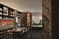 Ensemble de mobilier de restaurant de style boutique, table et chaises de loisirs, ensemble moderne pour espace repas extérieur commercial, plateau en pierre, 4 places