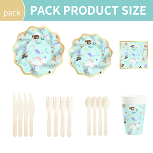 ชุดจานชามกระดาษลายเปลือกหอยธีมเงือกน้อยแบบใช้แล้วทิ้ง DAMAI ชุดจาน ชาม แก้ว กระดาษเช็ดปากสำหรับงานปาร์ตี้ - Product Image 5