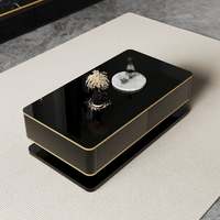Juego de sofás de lujo, muebles para sala de estar, mesa de centro rectangular negra con almacenamiento, 4 cajones, mesa central superior de vidrio templado