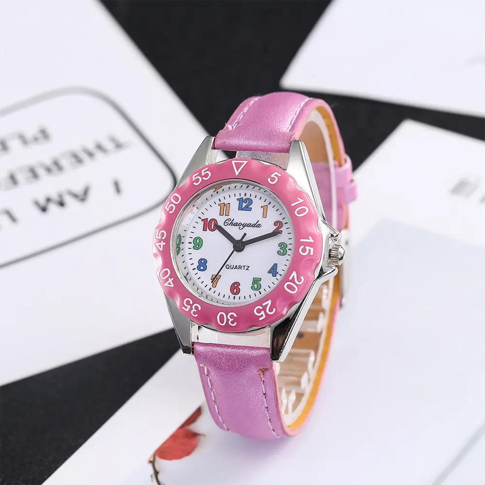 WJ-10920 Wholesale Brand Children's Fashion Belt Small Dial Color Character Scale Watches Quartz Watches