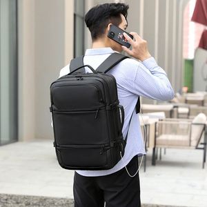 Large Capacity Waterproof Oxford Fashion Unisex Backpack USB Arcuate Shoulder Strap Lightweight Durable Laptop Travel <b>Bag</b> - Product Image 3