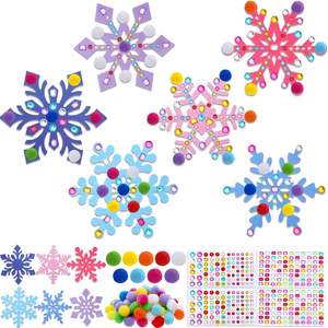 <span class=keywords><strong>Kit</strong></span> d'activités créatives flocons de neige DIY pour enfants – Créez vos propres autocollants et pompons flocons de neige pour l'hiver - Product Image 1