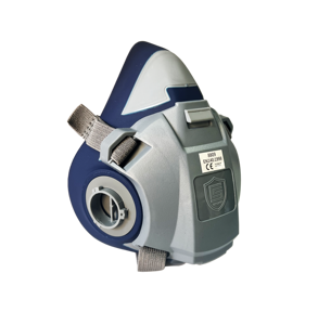 Respirador de media cara con certificación CE, a prueba de polvo, ligero, reutilizable, lavable, con doble filtro de gases ácidos, antivaho, de silicona. - Product Image 1