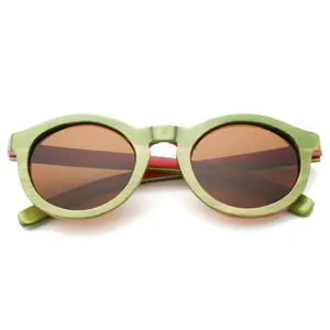 Handmade bambu sunglasses polarizada verde personalizado gravado madeira sunglasses
