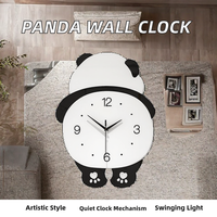 Horloge murale LED panda géant moderne et créative silencieuse en MDF à face unique pour la décoration intérieure et le salon