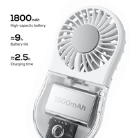 Ventilador de Mano Plegable Eléctrico KC con Compresa de Hielo - Mini Ventilador Portátil Recargable por USB de 1800mAh para Enfriamiento Rápido en el Hogar