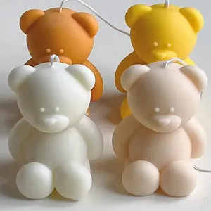 Fashion grosir 3D buatan tangan DIY lilin aromaterapi cetakan silikon bentuk beruang Teddy cetakan silikon