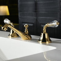 Luxueux mitigeur de lavabo en laiton classique à 3 trous double poignées en cristal 8 \ "large propagation style traditionnel monté sur bureau