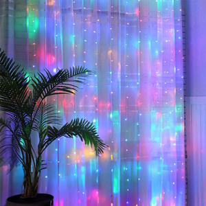 Cadena de luces planas tipo cortina, bajo voltaje, RGBY, 2m x 2m, ideal para decoración de fiestas y ambientación de espacios. - Product Image 3