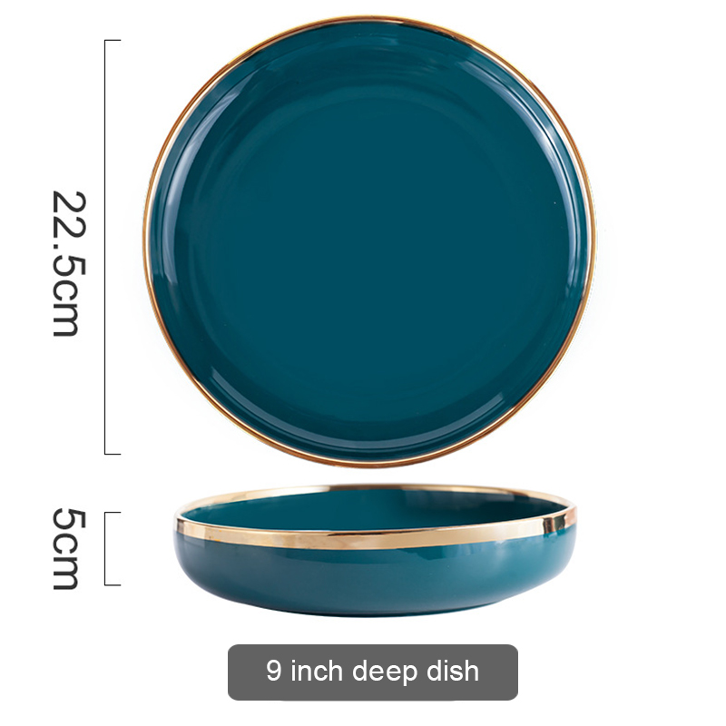 Plato hondo verde de 9 pulgadas