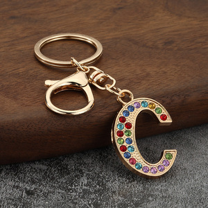 26 Initial Letter Rhinestone Keychain for Women Crystal Crown Gold Plated Metal <b>Ring</b> Bag <b>Car</b> <b>Key</b> Chains DIY Accessories - Product Image 5