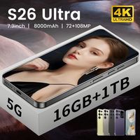 Teléfono Celular S26 Ultra Smart Android 14 5G LTE con 8000MAH, 16GB+1TB de Memoria, CPU de Doble Núcleo, Pantalla HD de 108MP