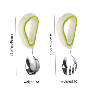 Tenedor y Cuchara de Entrenamiento <span class=keywords><strong>para</strong></span> Bebés con Mango de Silicona Sostenible AY, Diseño de Dibujos Animados, Forma Irregular, <span class=keywords><strong>para</strong></span> Uso Doméstico, Alimentación <span class=keywords><strong>Complementaria</strong></span> - Product Image 6