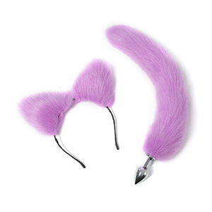 Juego Sexual <span class=keywords><strong>para</strong></span> Adultos, Disfraz Sexy de Gato con Orejas de Peluche y Cola de Zorro, Tapón Anal Metálico - Product Image 5