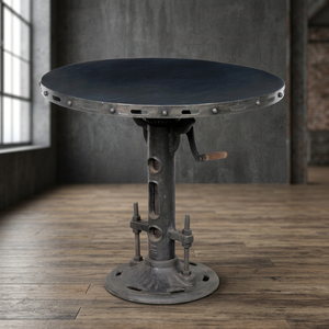 Table à manger pliante industrielle vintage, plateau en bois, structure en fonte noire rouillée, hauteur réglable pour la salle à manger - Product Image 2