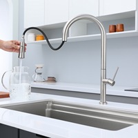 Robinet de cuisine Shepherd Crook à douchette extractible haute arche en acier inoxydable brossé en forme de U pour cuisine moderne - Fournisseur en gros