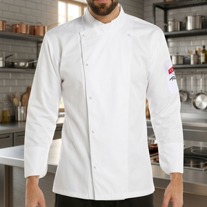 Uniformes de chef grande taille unisexe, vestes et chemises, tissu en polyester et coton à imprimé numérique, uniformes de cuisine et d'hôtel, service OEM - Product Image 3
