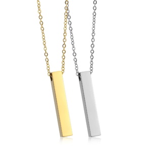 Free Sample Stylish Custom Engraved Dainty Gold Filled Bar Necklace - Product Image 1