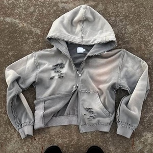Sudadera con capucha unisex de peso pesado, lavado ácido, con costuras expuestas, bajo sin rematar, efecto desgastado, estilo grunge, personalizada, para exteriores, para hombre - Product Image 1