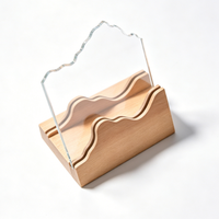 Expédition directe d'usine, vente en gros, trophée en cristal personnalisé avec base en bois, trophée en verre transparent, cadeau personnalisable
