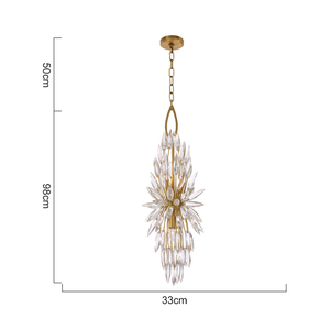 กระชับการออกแบบทองเหลืองกรอบคริสตัล Bunch ดอกไม้ Raindrop ตกแต่งร่วมสมัยโคมไฟจี้ - Product Image 5