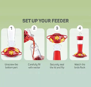Alimentador de colibrí acrílico rubí para la salud de las aves, comederos de colibrí de vidrio para jardín exterior, 4 estaciones de alimentación, 10 onzas - Product Image 6