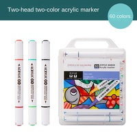 Ensemble de stylos marqueurs acryliques à tige épaisse empilable à deux têtes bicolores Aquarelle en boîte portable Étudiant Peinture de couleur DIY Étudiants d'art