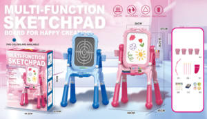 Juguete Educativo para Niños, Pizarra Vertical 4 en 1 con Silla, Mesa de Baloncesto para Niños, Rompecabezas, Dibujo Artístico - Product Image 5