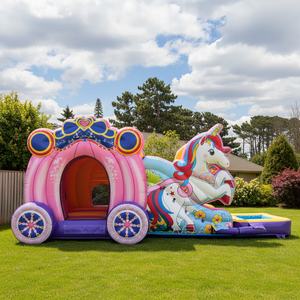 <span class=keywords><strong>Castillo</strong></span> hinchable rosa con tobogán Combo Carruaje <span class=keywords><strong>de</strong></span> caballos Venta caliente Casa <span class=keywords><strong>de</strong></span> rebote <span class=keywords><strong>de</strong></span> salto Niños Fiesta <span class=keywords><strong>de</strong></span> niños - Product Image 1