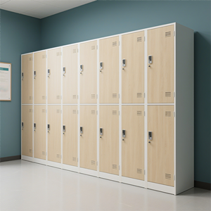 Nouvelle armoire de rangement extérieure moderne en bois ignifuge et écologique, en forme de Z, épaisseur 12 mm, pour hôpitaux, gymnases et appartements - Product Image 2