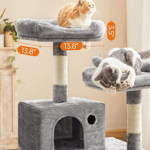 Factory Custom Modern Luxury MDF Board Large Light Gray Plush <strong>Cat</strong> Climbing <strong>Scratching</strong> Tree Condo <strong>with</strong> Scrapers and <strong>Bed</strong> - Product Image 4