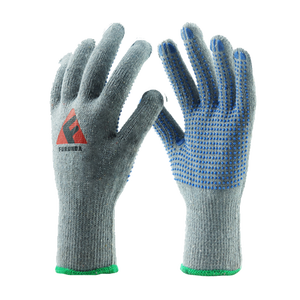 <span class=keywords><strong>Gants</strong></span> de travail tricotés en <span class=keywords><strong>coton</strong></span> <span class=keywords><strong>blanc</strong></span> à pois blanchis et PVC de calibre 10 - Product Image 4